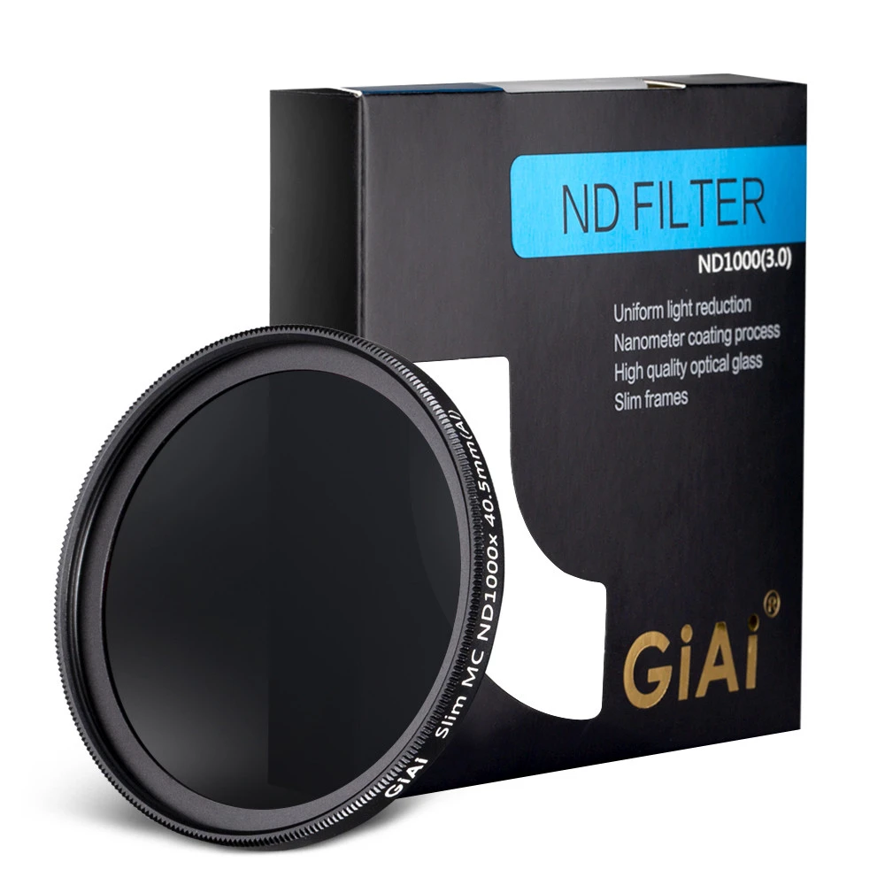 GIAI 40.5mm ND1000 Filter 10-stop Light Reduction Neutral Density Filter Double Side Nano-coating Camera Lens ND Filter