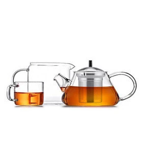 Glass Tea Pot &amp; Kettle With Strainer and Infuser for Loose Leaf Blooming Flowering Iced &amp; Herbal Tea Stovetop Safe Tea Maker