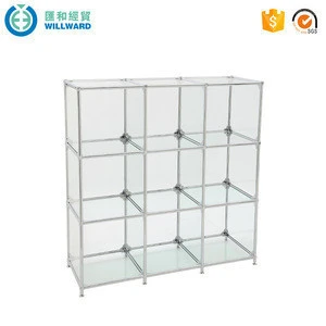 Glass tower display showcase lockable glass cabinets