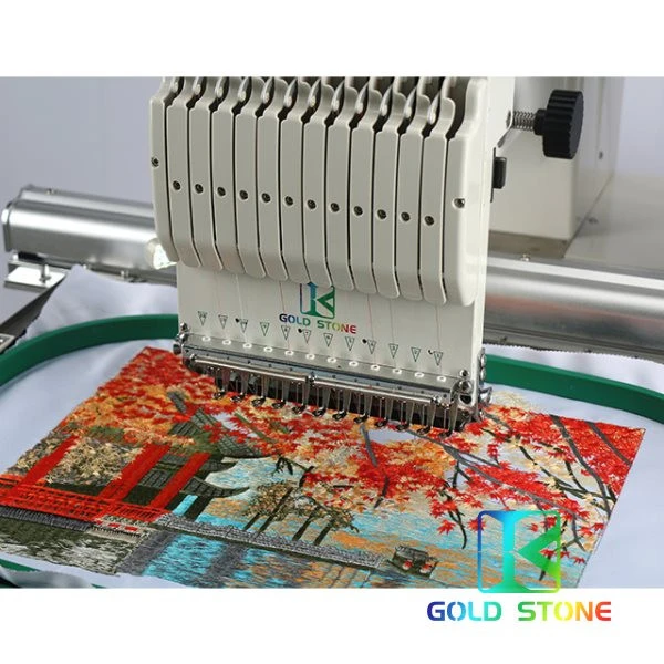 Gold stone embroidery machine single head GT-1201 with multi functions flat c ap hat embroidery