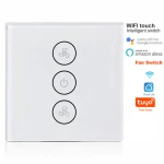 Google Alexa Smart Wifi Ceiling Wall Speed  Panel EU Standard Glass Panel Tuya App Remote  Fan Control Touch Switch