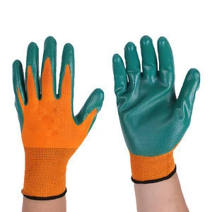 Green Dark Blue Colorful Esd Nitrile Rubber Coated Cotton Mitten Gloves Importers