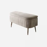 Grey Velvet Foot Stool Trunk Organizer Ottoman Suitcase Storage Stool ottoman