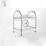 Guangdong 2 tier dish holder kitchen dish rack stainless steel storage+holders rack tableware dish rack