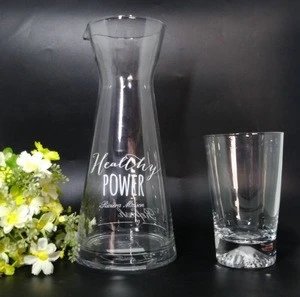 hand blown etched arabic drinking hot water glass pitcher sets