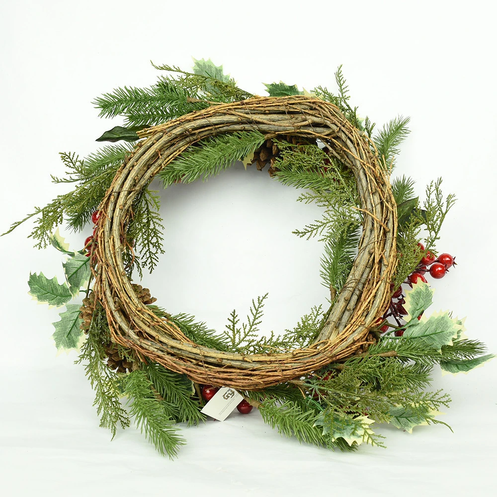 handmade craft eco friendly home decoration BSCI plastic artificial red berries wreath
