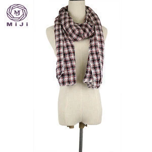 Hangzhou comfortable custom made cashmere scarf with acrylic plaid scarf fiber surround