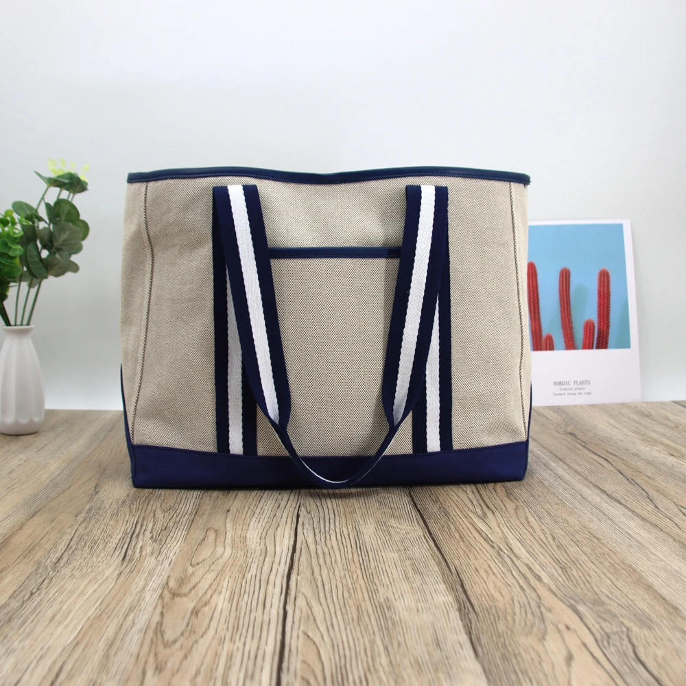 Heavy Cotton Canvas Tote Bag with Inside and Outside Pockets, Custom Color Size Plain Cotton Bags