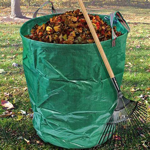 Large Garden Leaf Bag - 120L Folding Yard Waste Container Green