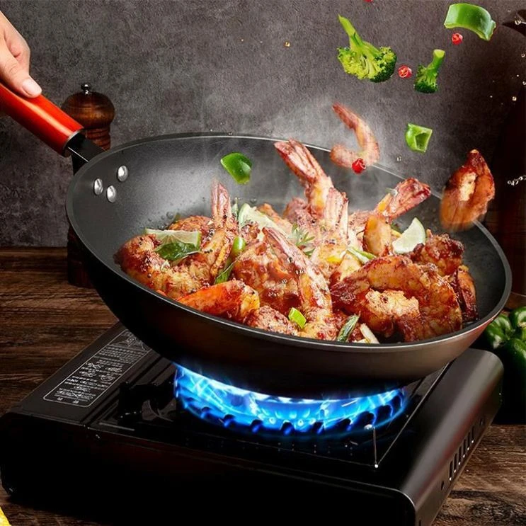 High-end hot sale cast iron mini wok set large carbon steel wok With high Material