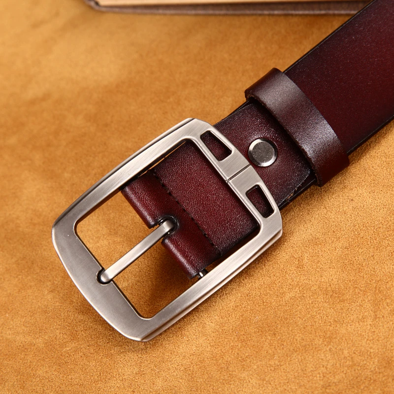 High Quality Casual Man Alloy Pin Buckle Belts New Style Popular Men Genuine Split Cow Leather Belt