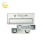 High quality cheap pin reusable logo, magnetic metal name badge