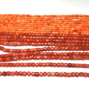 High quality cylindrical coral beads jewelry raw materials for jewelry processing orange / red