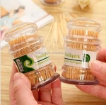 high quality Plastic transparent Bottle Packed Bamboo natural Toothpicks
