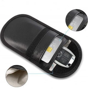 High Quality Pu Mini Leather Card Wallet Key Chain Protective Cover Signal Blocker Key Bag