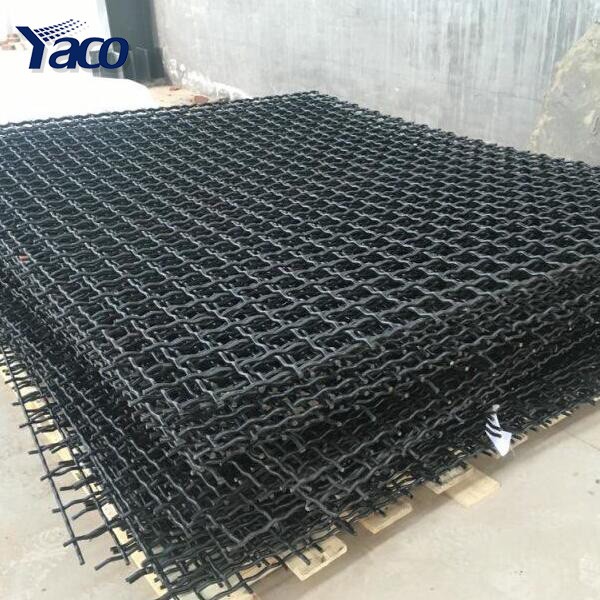 High Tensile 65Mn 45# steel Iron wire woven Quarry Rock square Hole crimped wire mining screen mesh