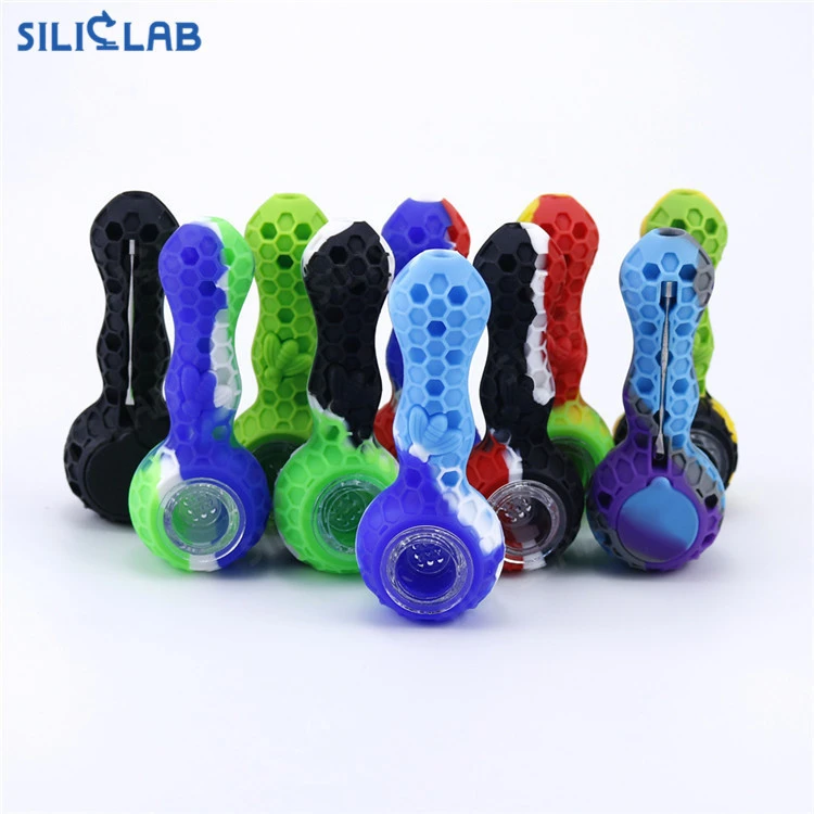 Honeycomb Glass Smoking Bee Pipe Food Grade Silicone Smoking Pipe Honeycomb Hot SellingTobacco Weed Pipes
