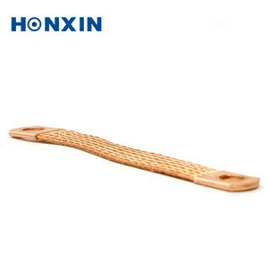 HONXIN OEM Copper Conductor copper grounding and bonding braid copper busbar connector