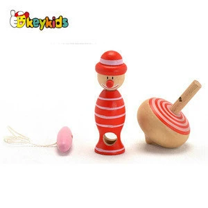hot sale children mini wooden spinning tops for sale W01B020