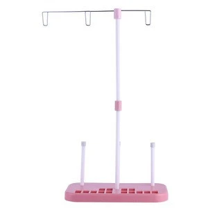 Hot Sale Pink ABS Plastic Metal Strip Adjustable Embroidery 3 Thread Spool Holder Stand Sew Quilting For Home Sewing Machine