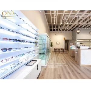 hot sale wooden optical sunglasses store display retail Store interior design retail wall mounted optical frame displays