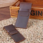 Hot selling high standard custom pencil cases school pen bag genuine leather pencil case protective bag