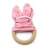 Import Hot Selling in usa Custom Logo Natural Beech Wooden Teether Ring Toys Baby Bunny Teether Organic Wooden Teething Rings from China