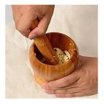 Household Wooden Wood Pestle and Mortar Set Spice Herb Crusher Grinder Grinding Ginger Crusher Manual Grinding Kitchen Creative