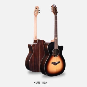 HUN-1SA 40 inch GA Cutaway 6 strings Crafted Solid Spruce top Acuoustic Guitar