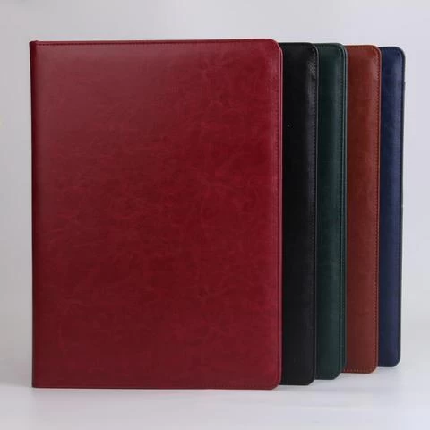 in stock a4 pu leather business portfolio conference file folder cover a5 case bag organizer agenda manufacture clip notepad