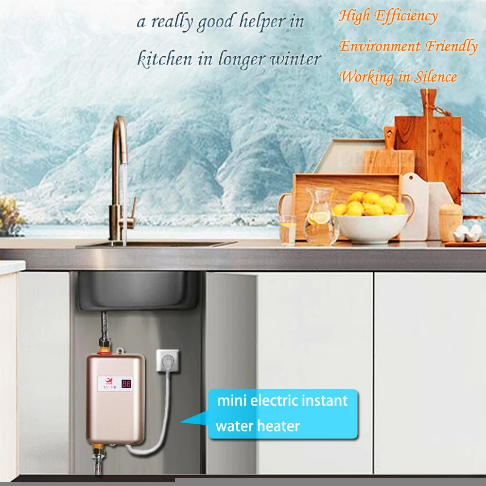 Instant electric tankless water heater working like electric water heater tap instant heating water for kitchen use