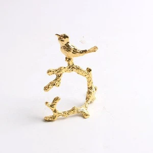 Joyous Gold Bird Metal Rhinestone Napkin Ring