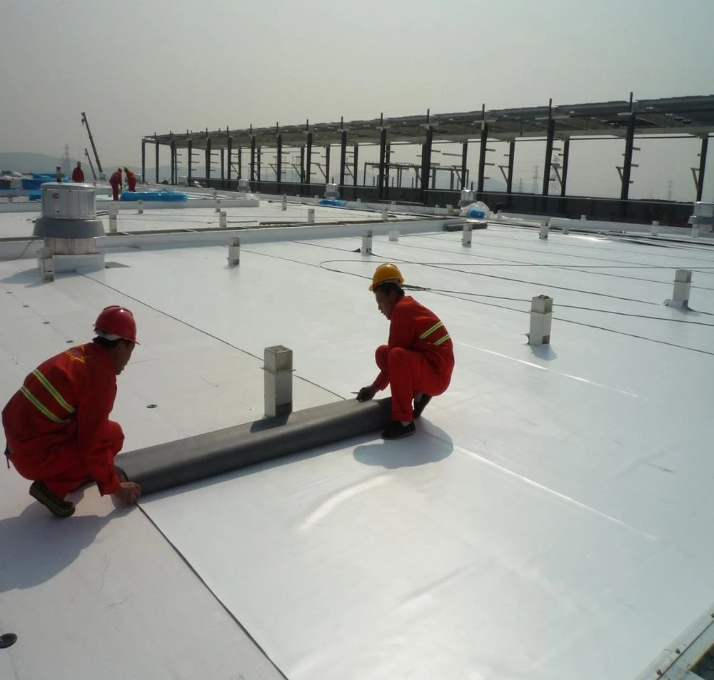 keeping Flat Roofing cooler uv resistance 100% recyclable Pvc Sheet white on black cured Membrane Material