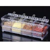 Kitchen  plastic Seasoning Rack Spice Pots  4 Piece Seasoning Box Storage Container Condiment Jars  with Cover and Spoon