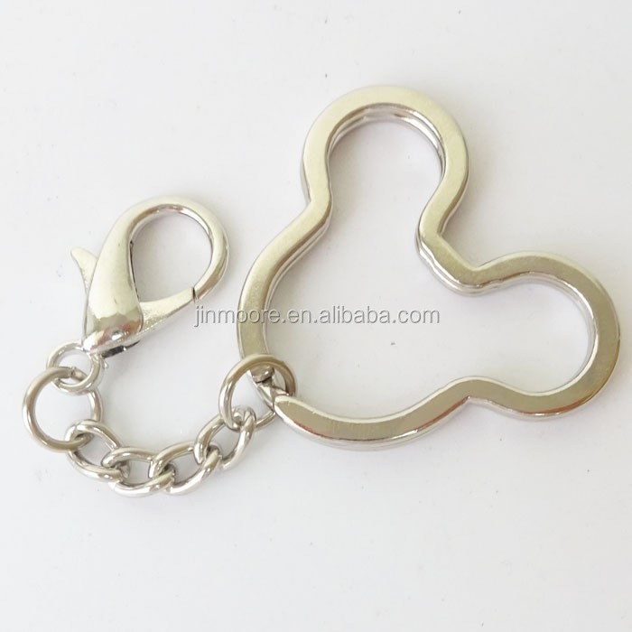 KRC21 Mickey Split Key Ring With Chain Parts Open Jump Ring Lobster Clasp Connector Accessories