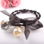 Lace Bow Elastic Braided Pearl Rhinestone Hairband Fastening Accessories Synthetic Headwear