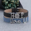 Ladies Personalized Slider Initial Letters Charm Genuine Leather Bracelet Women Bracelets For Women Jewelry