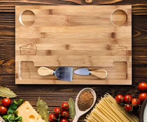 Large Charcuterie Platter,Bamboo Cheese Board Set with Stainless Steel Knives and Bowls