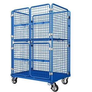Latest logistic industrial storage wire mesh roll pallet trolley
