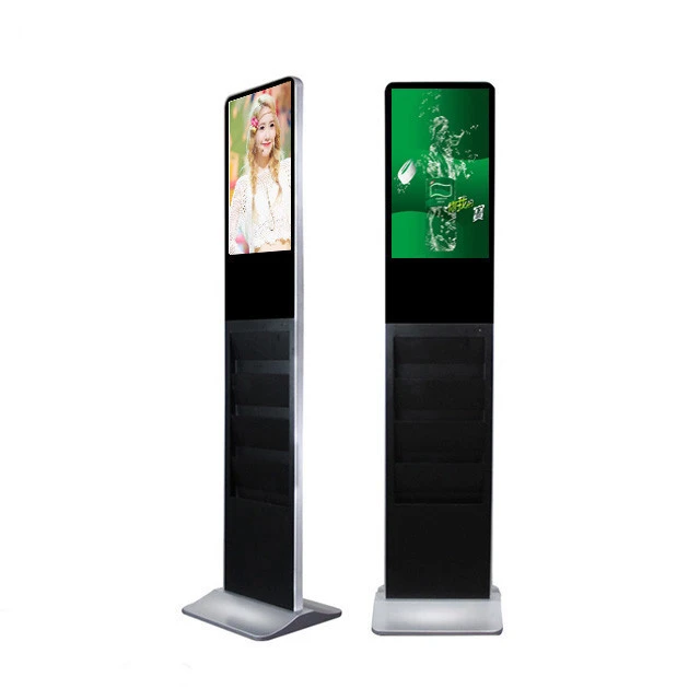 lcd advertising player 21.5 inch Floor standing kiosk android digital signage media player with Brochure Holder