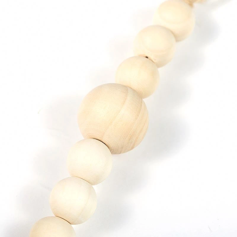 LONGYAO   Home Decorative Craft 16Mm 25Mm Mix Size Wooden Bead Natural Unfinished Round Prayer Wood Beads With Tassels