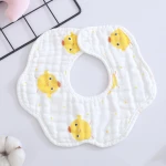 Lovely Cartoon Design 100% Cotton With 8 Layer Cotton Gauze Flower Design New Born Baby Healthy Bibs