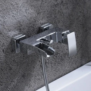 Low Price solid copper shower head diverter exposed wall bath faucet with waterfall