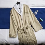 Luxury Cotton Satin Double Layer knee length Bathrobe for hotel