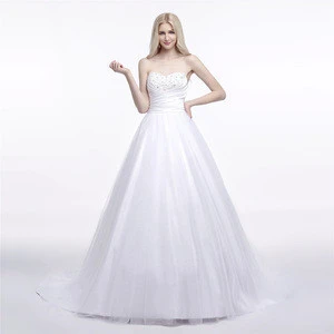 Luxury Elegant Lace Appliqued Ball Gown Wedding Dress Beaded  Arab Dubai Muslim Wedding Dress HSDZ006