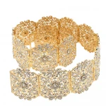 Luxury Lady Golden Rhinestone Belly Chain Belt Crystal Caftan Wide Waist Chain Adjustable Length Moroccan Wedding Jewelry Belt