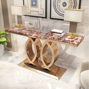 Luxury Marble Top Stainless Steel Base Hallway Corner Console Table Decorative Living Room Console Table