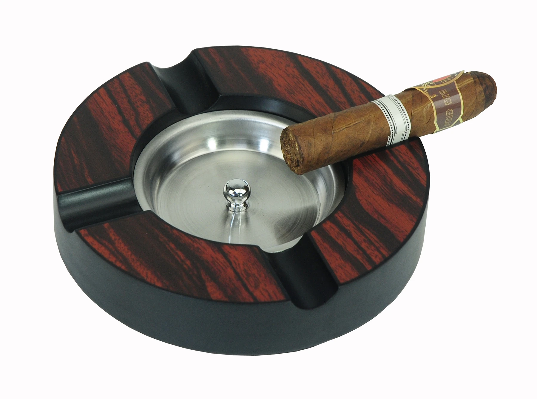 Luxury Matte Paint Ebony Round Custom Cigar Ashtray for 4 Cigars Holder