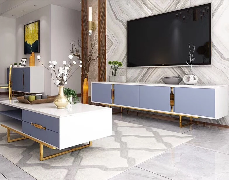Luxury stainless glass living room furniture TV cabinet Multifunction Contemporary Italy design TV stands storage side cabinet