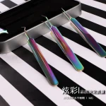 Manicure stainless steel tweezers colorful titanium straight head acne hook acne clip acne scissors beauty tool set